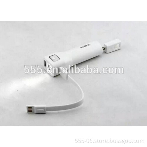 Advertising wallet power bank promotion LED torch built-in cable 2600mah